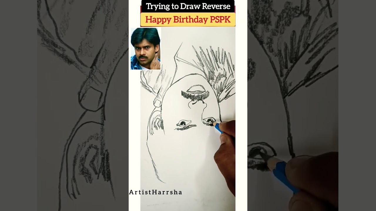 Tried To Draw Reverse #PSPK | #PawanKalyanDrawing | Birthday | Harrsha Artist | #Shorts – Famous Bdays